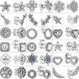 925 Silver Feather Flower Heart Star Zircon Earrings