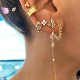 925 Silver Colored Crystal Tassel Earrings for Women