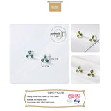TrustDavis 925 Silver Flower Green CZ Stud Earrings Wedding Jewelry