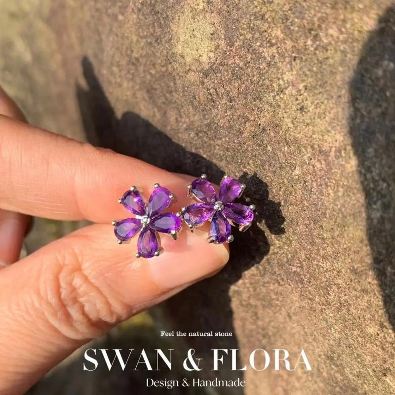 Amethyst 925 Silver Stud Earrings Peridot Jewelry