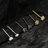 F.I.N.S Mini S925 Sterling Silver Stud Earrings Wrinkle Piercing Ear Jewelry