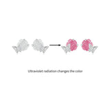 925 Sterling Silver Rose Flower Crystal Stud Earrings For Women