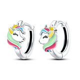 925 Silver Rainbow Pony Earrings CZ Fine Jewelry