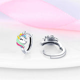 925 Silver Rainbow Pony Earrings CZ Fine Jewelry