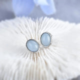 Labradorite Silver Oval Gemstone Earrings Moonstone Amethyst Studs
