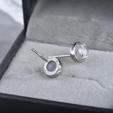 Labradorite Silver Oval Gemstone Earrings Moonstone Amethyst Studs