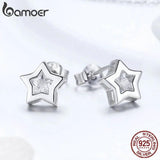 925 Sterling Silver Star CZ Stud Earrings for Women