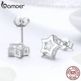 925 Sterling Silver Star CZ Stud Earrings for Women