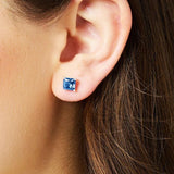 Princess Cut Stone Sterling Silver Studs Earrings
