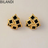 Bilandi 925 Silver Geometric Stud Earrings For Women