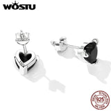 925 Silver Devil Heart Zircon Stud Earrings For Women