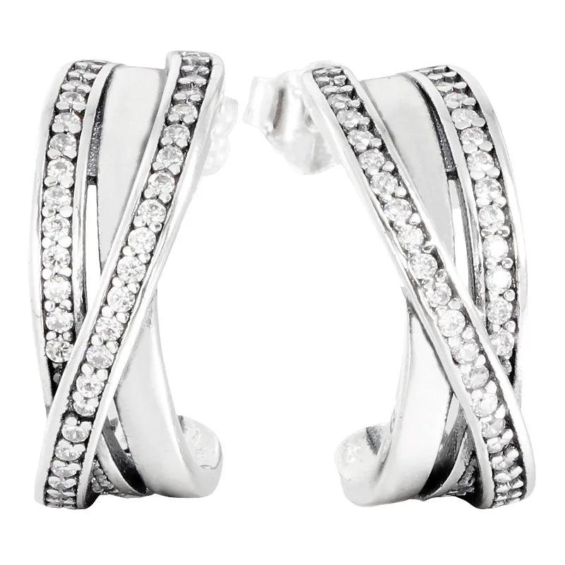 925 Silver Knot Heart Snowflake Earring Women Jewelry