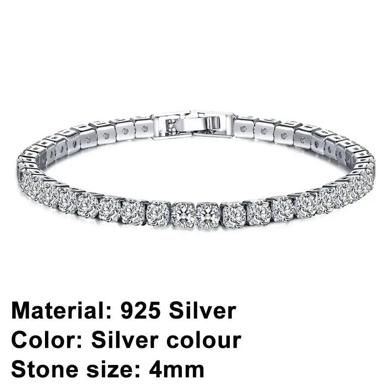 925 Silver Tennis Bracelet Hip Hop Zircon Jewelry