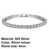 925 Silver Tennis Bracelet Hip Hop Zircon Jewelry