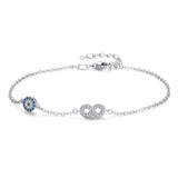 925 Silver Evil Eye Bracelet CZ Charm Infinity Bracelet Wedding Jewelry