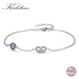 925 Silver Evil Eye Bracelet CZ Charm Infinity Bracelet Wedding Jewelry