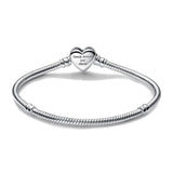 Sterling Silver Plated Snake Chain Bracelet for European Charms