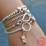 925 Silver Heart Closure Snake Chain Bracelet