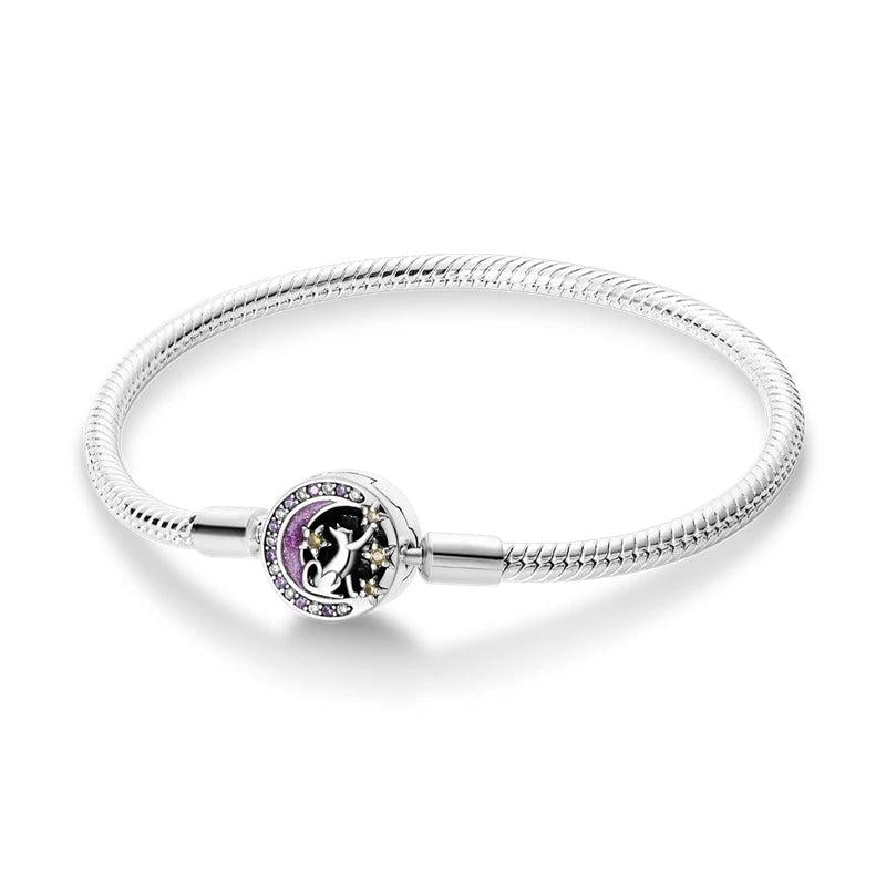925 Sterling Silver Heart Cat Butterfly Chain Bracelet