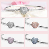 925 Sterling Silver Heart CZ Bracelet for Women