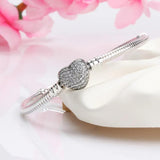 925 Sterling Silver Heart CZ Bracelet for Women