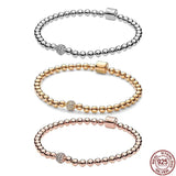 925 Sterling Silver Beaded Chain Bracelet Gift