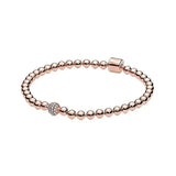 925 Sterling Silver Beaded Chain Bracelet Gift