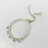 925 Silver Water Drop Crystal Charm Bracelet Women Vintage Jewelry