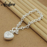 Heart Key Charm Bracelet Silver 925 Jewelry Women Bijoux Gift High