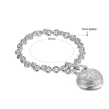 Heart Key Charm Bracelet Silver 925 Jewelry Women Bijoux Gift High