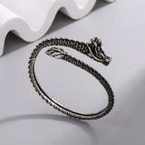 925 Silver Ruby Dragon Bracelet Vintage Adjustable Jewelry