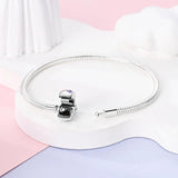 925 Silver Pink Purple Butterfly Bracelet Romantic Jewelry