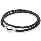 Leather Ball Barrel Love Knot Braided Bracelet Bangle 925 Silver Charm Jewelry
