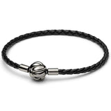 Leather Ball Barrel Love Knot Braided Bracelet Bangle 925 Silver Charm Jewelry