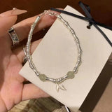 925 Silver Bracelet Jade Happiness Safe Good Wish Chinese Word Bamboo