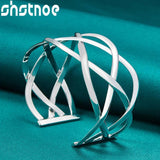 925 Silver Adjustable Woven Bangle Women Wedding Party Jewelry