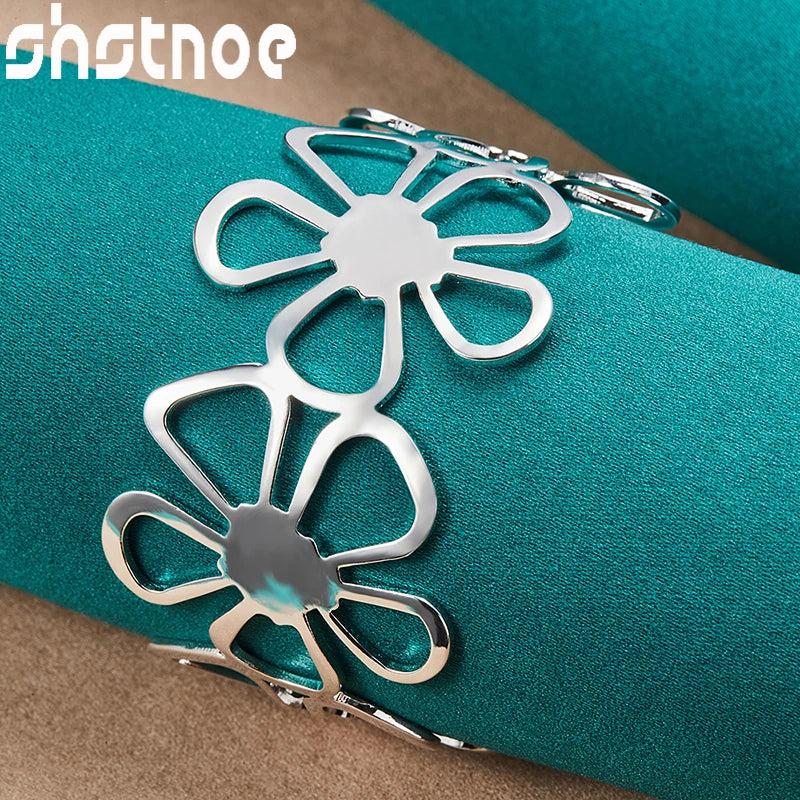 925 Silver Adjustable Full Flowers Bangle for Women