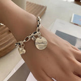 925 Silver Bracelet Smile Star Heart Love Vintage Punk Chain