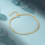 925 Sterling Silver Double Layer Chain Bracelet Thin Minimalist Jewelry