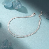 925 Sterling Silver Double Layer Chain Bracelet Thin Minimalist Jewelry