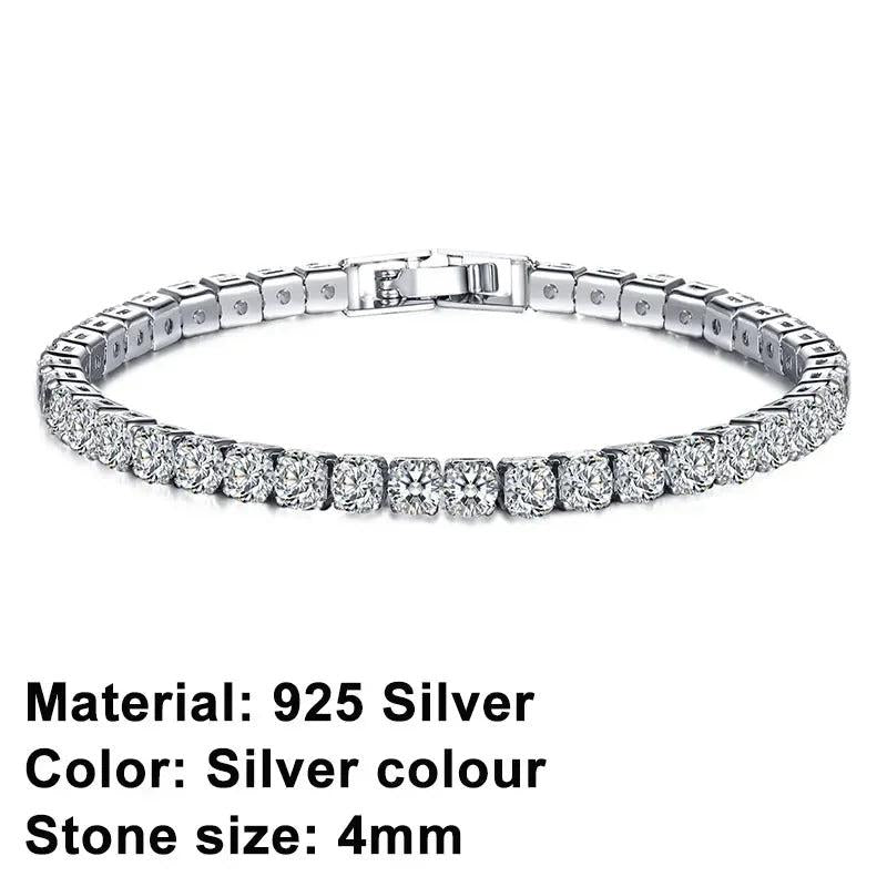 925 Silver Hip Hop Women's Tennis Bracelet CZ Wedding Jewelry Gift
