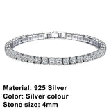 925 Silver Hip Hop Women's Tennis Bracelet CZ Wedding Jewelry Gift