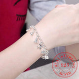 925 Silver Zircon Crystal Bracelets 12 Charms Bangles For Woman