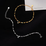 925 Silver 14K Geometric Bead Chain Bracelet Women Fine Jewelry