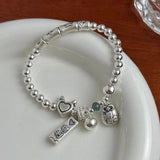 925 Silver Heart Bead Bracelet for Women Girl Lucky Wing Ethnic Jewelry