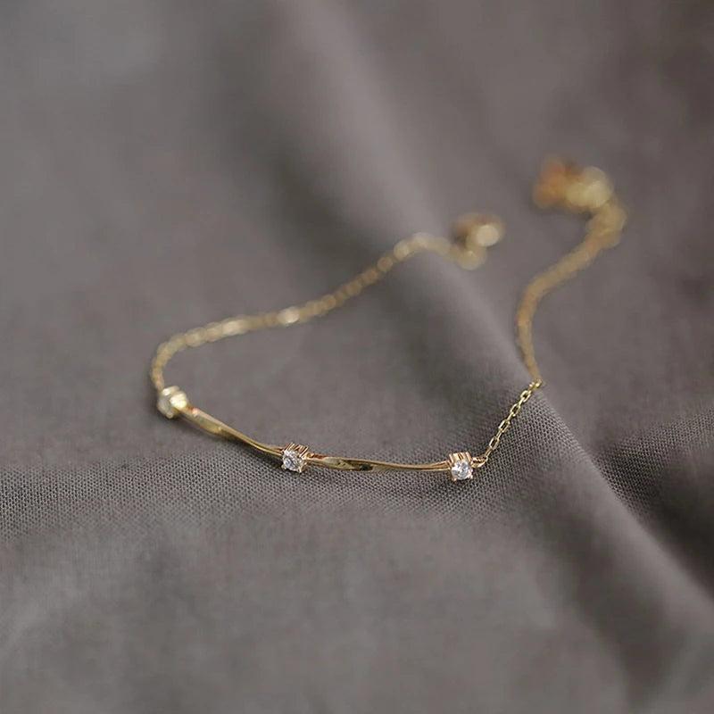 925 Sterling Silver 14K Plated Bracelet for Women Fine Chain Light Bracelet