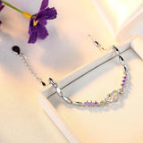 925 Silver Bracelet Purple Zircon Heart Charm Bracelet Jewelry Gift