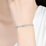 925 Silver Bracelet Purple Zircon Heart Charm Bracelet Jewelry Gift