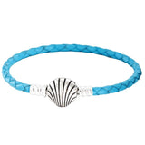 Leather Ball Love Knot Bracelet with Seashell Clasp