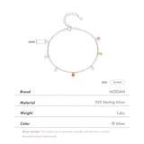 Colorful Zircon Bracelet 925 Silver Link Chain Women's Jewelry